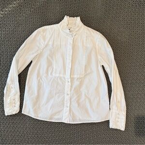 Banana Republic White Ruffle Collar Blouse